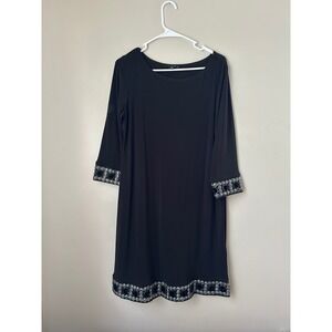Tiana B. Black Embellished 3/4 Sleeve Dress Party Cocktail Elegant Women Glam